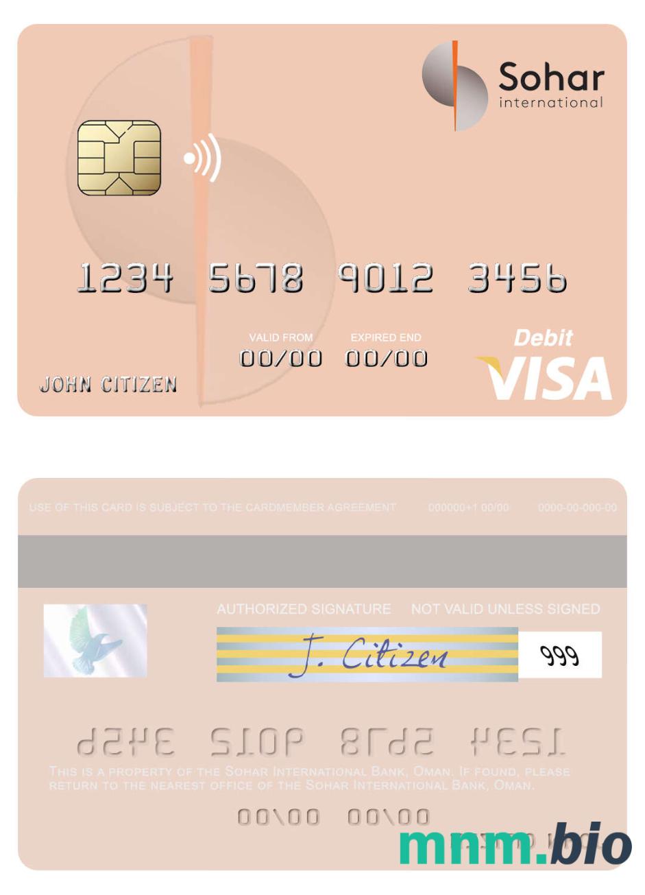 Oman Sohar International Bank visa debet karta przykład w formacie PSD